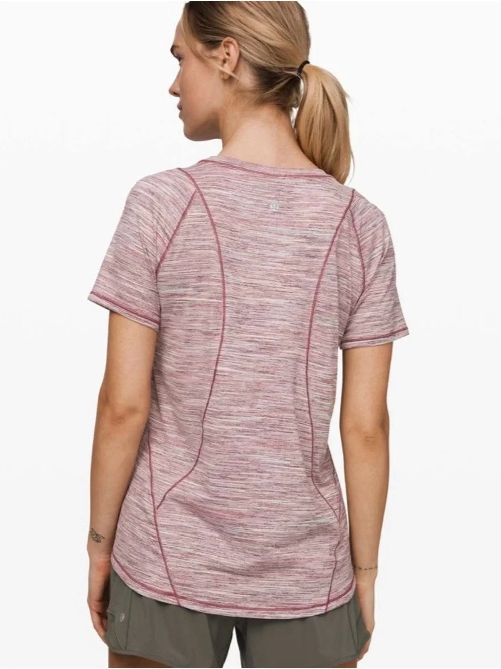 lululemon athletica Marled Pink Short-Sleeve Tee